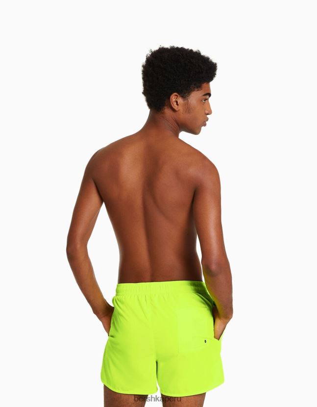 amarillo Bershka hombres shorts de playa básicos de neón 806J6B3392