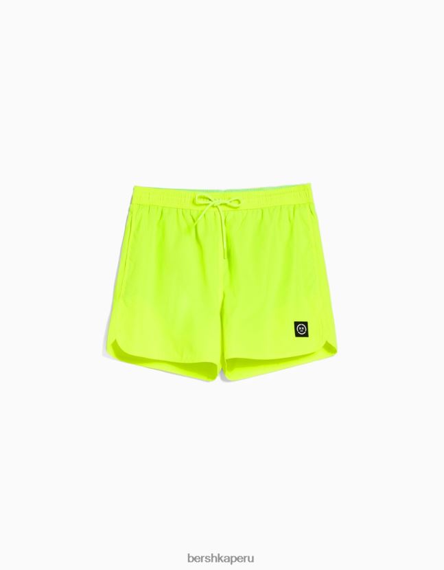 amarillo Bershka hombres shorts de playa básicos de neón 806J6B3392