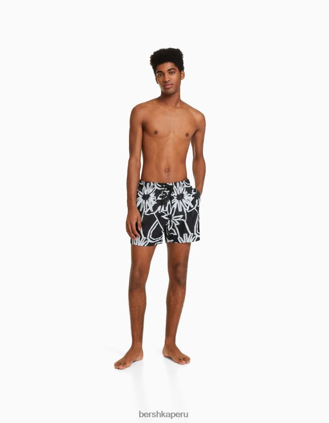 blanco Bershka hombres bañador con estampado floral 806J6B3402