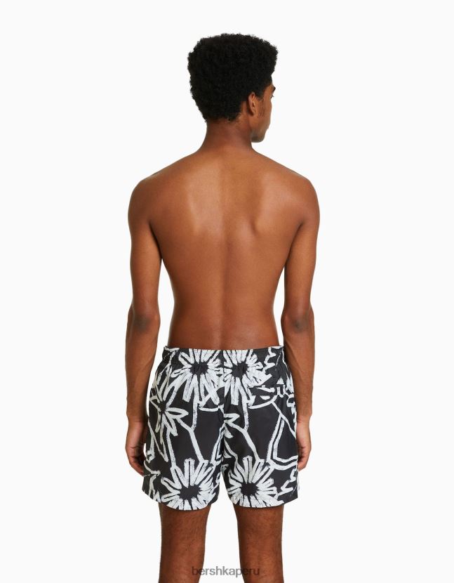 blanco Bershka hombres bañador con estampado floral 806J6B3402
