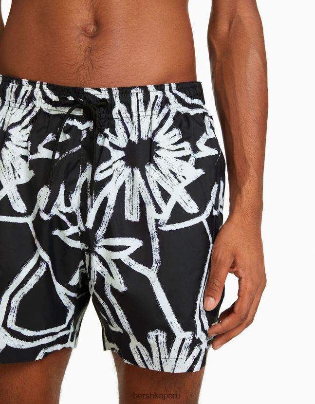 blanco Bershka hombres bañador con estampado floral 806J6B3402