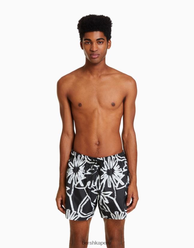 blanco Bershka hombres bañador con estampado floral 806J6B3402