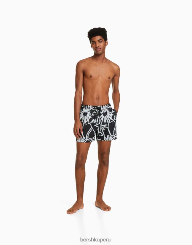blanco Bershka hombres bañador con estampado floral 806J6B3404