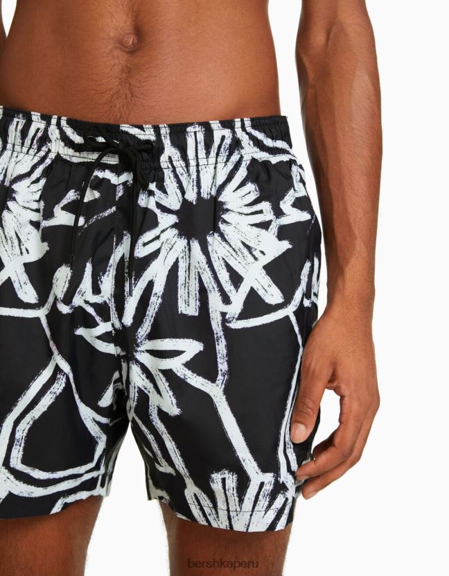 blanco Bershka hombres bañador con estampado floral 806J6B3404