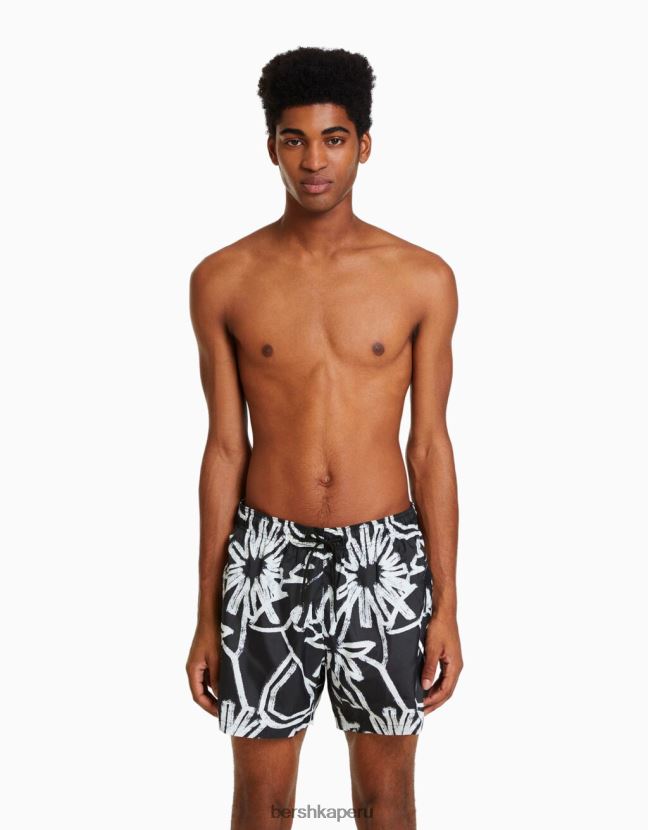 blanco Bershka hombres bañador con estampado floral 806J6B3404