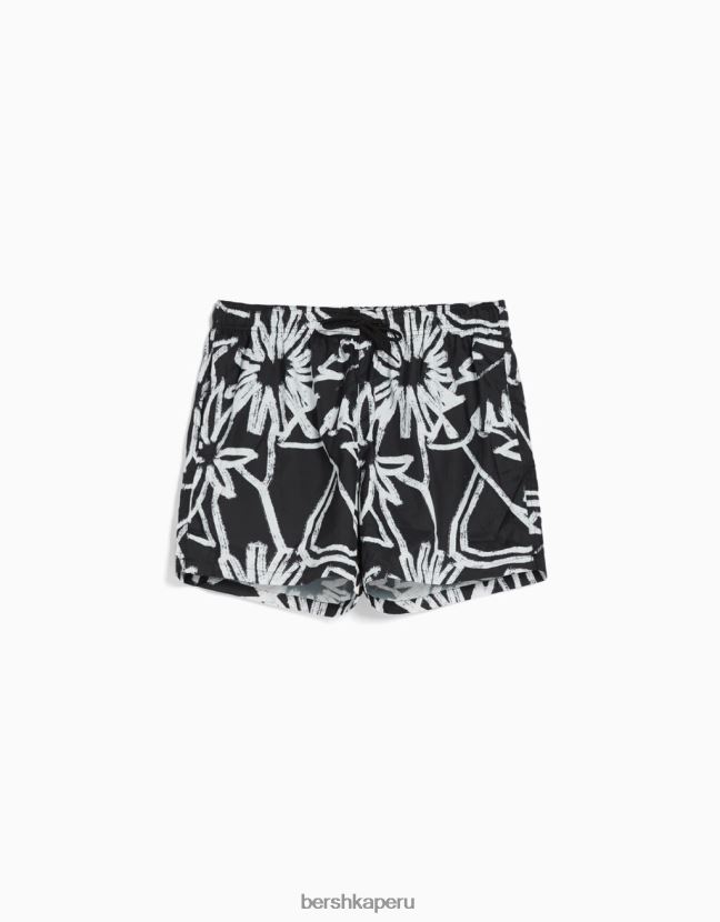 blanco Bershka hombres bañador con estampado floral 806J6B3404