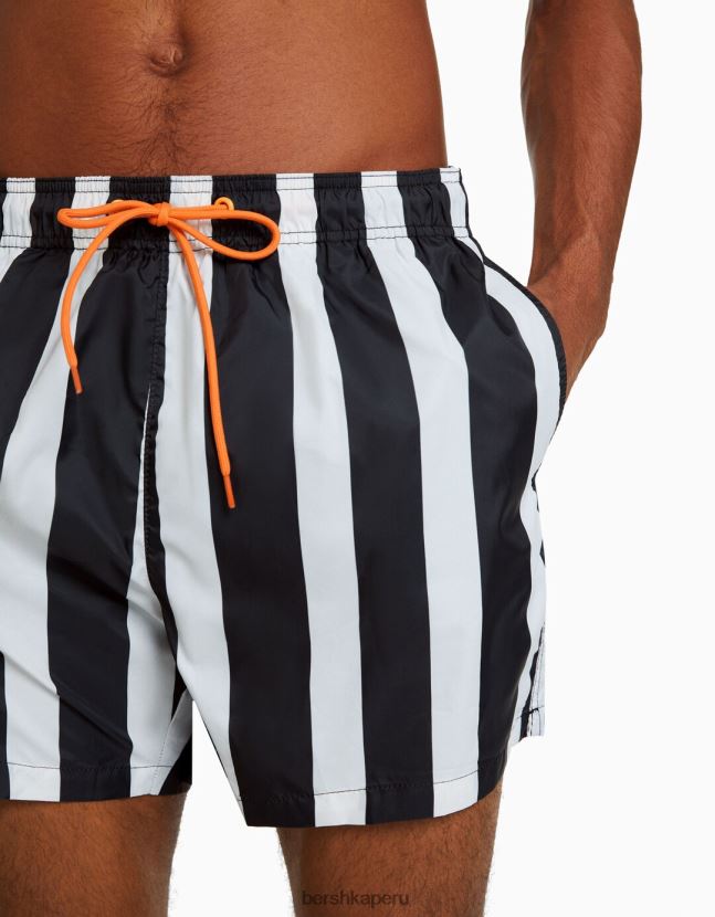 blanco Bershka hombres shorts de playa a rayas 806J6B3403