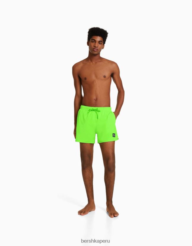 cal Bershka hombres shorts de playa básicos de neón 806J6B3390