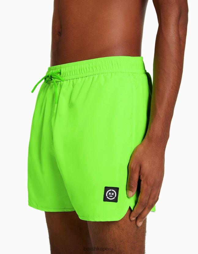 cal Bershka hombres shorts de playa básicos de neón 806J6B3390