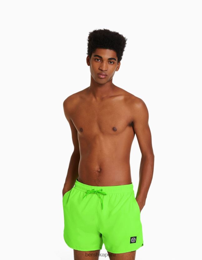 cal Bershka hombres shorts de playa básicos de neón 806J6B3390