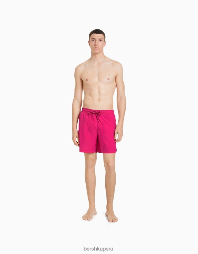 fucsia Bershka hombres shorts de baño con hilo en contraste 806J6B3394