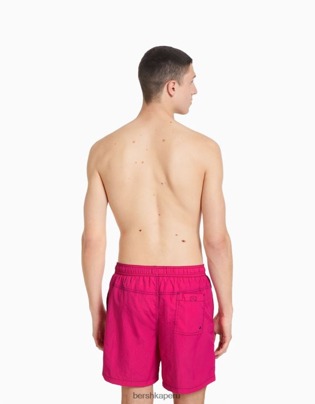 fucsia Bershka hombres shorts de baño con hilo en contraste 806J6B3394
