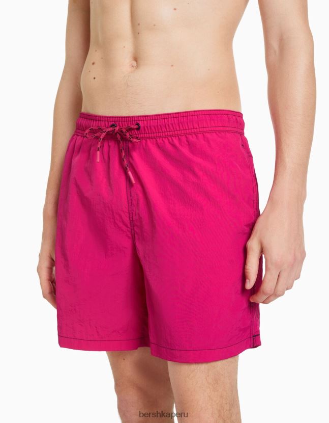 fucsia Bershka hombres shorts de baño con hilo en contraste 806J6B3394
