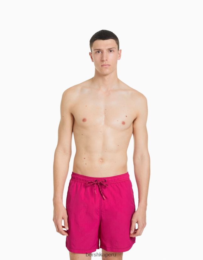 fucsia Bershka hombres shorts de baño con hilo en contraste 806J6B3394