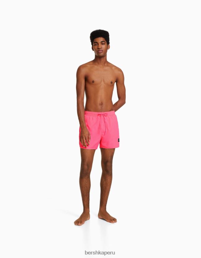 fucsia Bershka hombres shorts de playa básicos de neón 806J6B3389