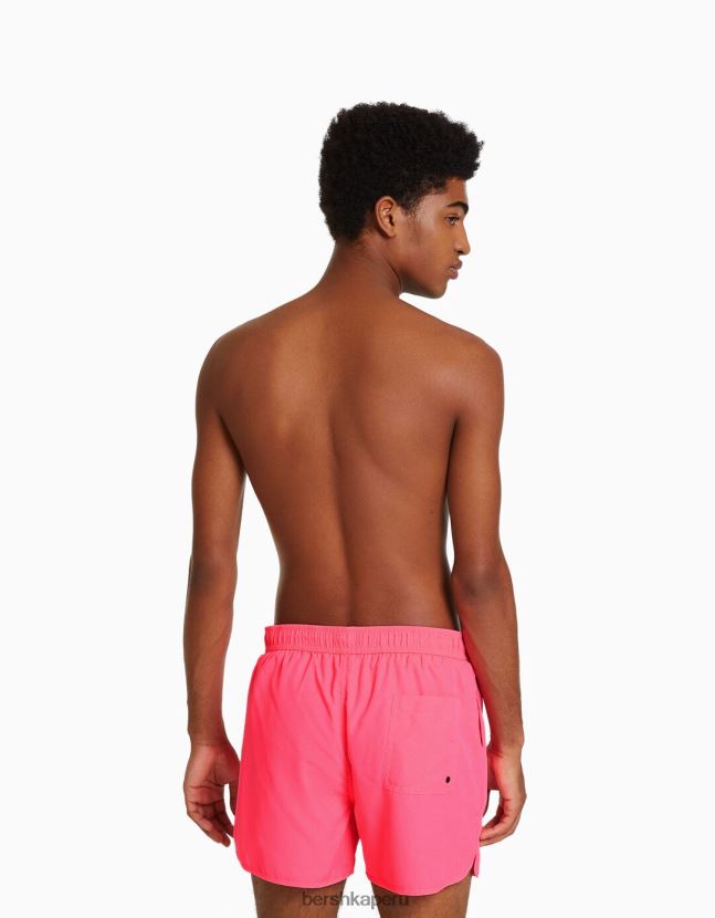 fucsia Bershka hombres shorts de playa básicos de neón 806J6B3389