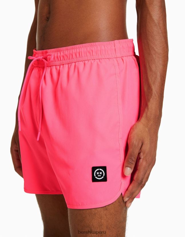 fucsia Bershka hombres shorts de playa básicos de neón 806J6B3389