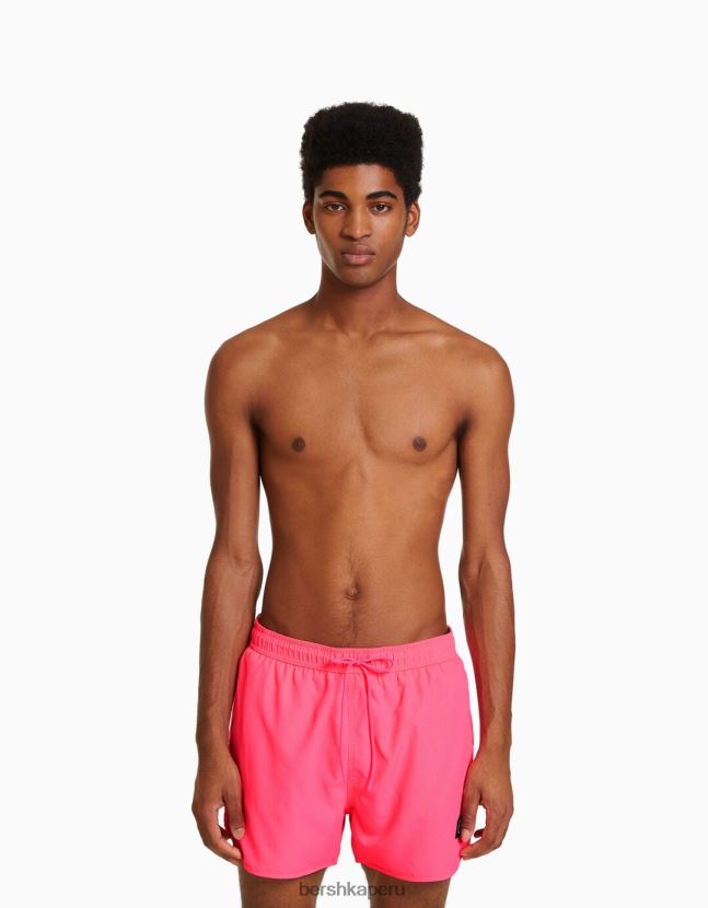 fucsia Bershka hombres shorts de playa básicos de neón 806J6B3389