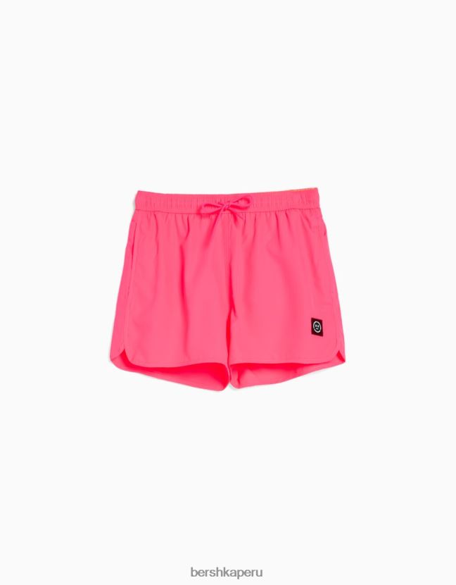 fucsia Bershka hombres shorts de playa básicos de neón 806J6B3393