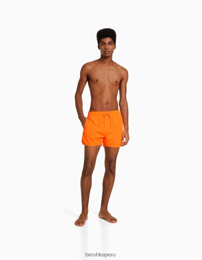 naranja Bershka hombres shorts de playa básicos de neón 806J6B3391