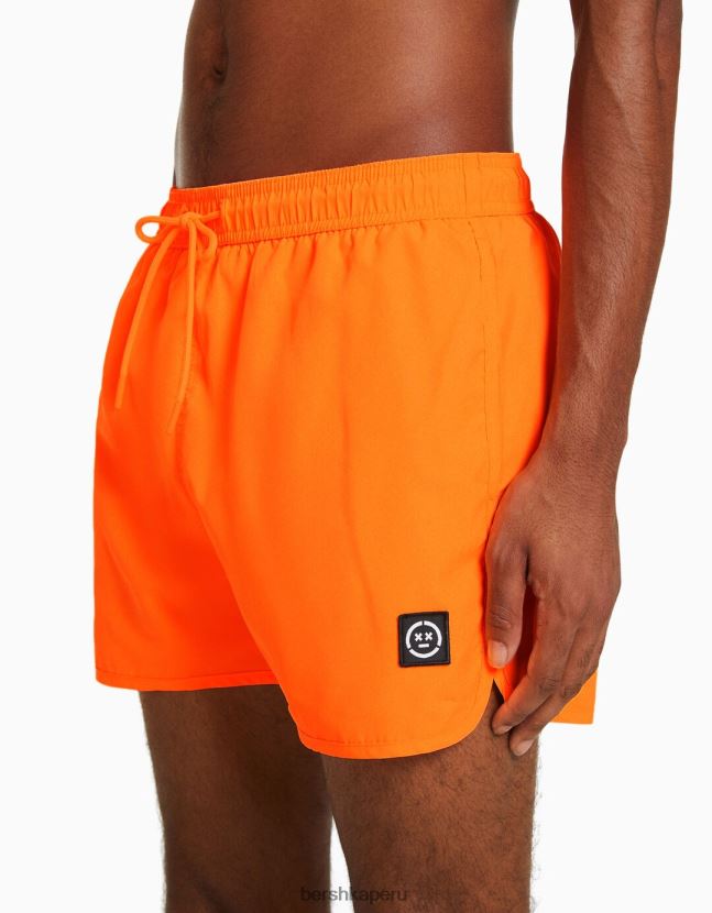 naranja Bershka hombres shorts de playa básicos de neón 806J6B3391