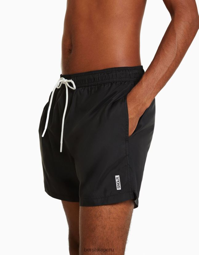 negro Bershka hombres shorts de baño básicos 806J6B3400
