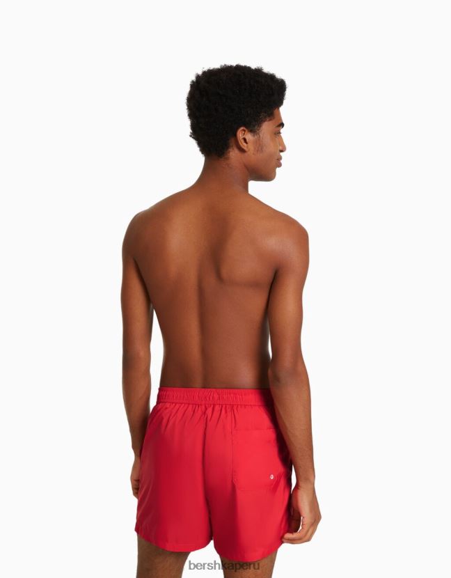rojo Bershka hombres shorts de baño básicos 806J6B3385