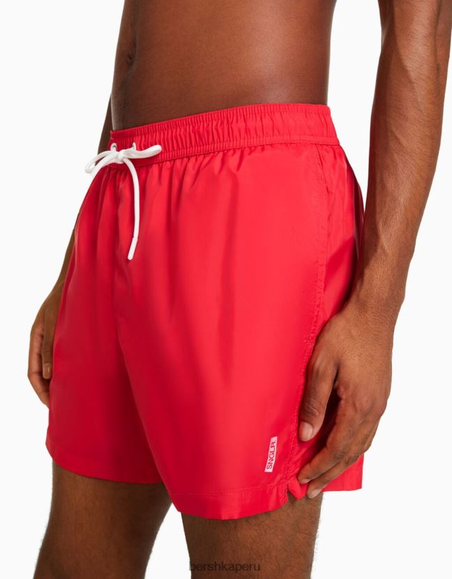 rojo Bershka hombres shorts de baño básicos 806J6B3385