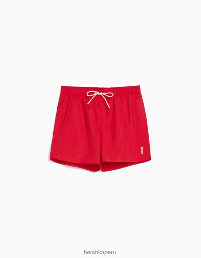 rojo Bershka hombres shorts de baño básicos 806J6B3385