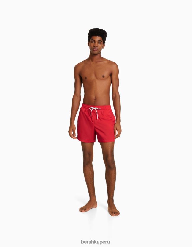 rojo Bershka hombres shorts de baño básicos 806J6B3399