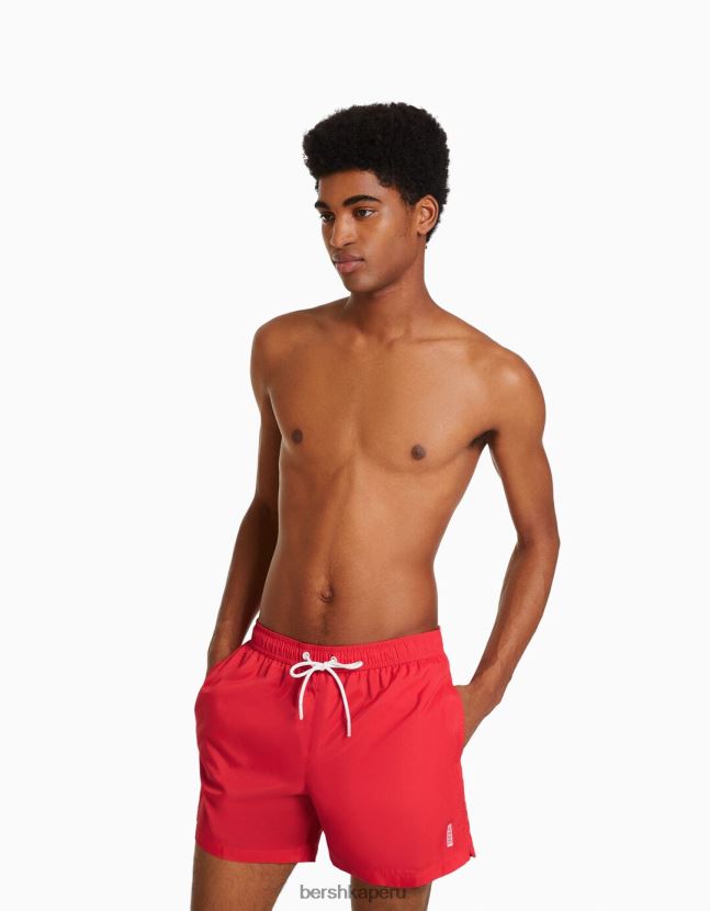 rojo Bershka hombres shorts de baño básicos 806J6B3399