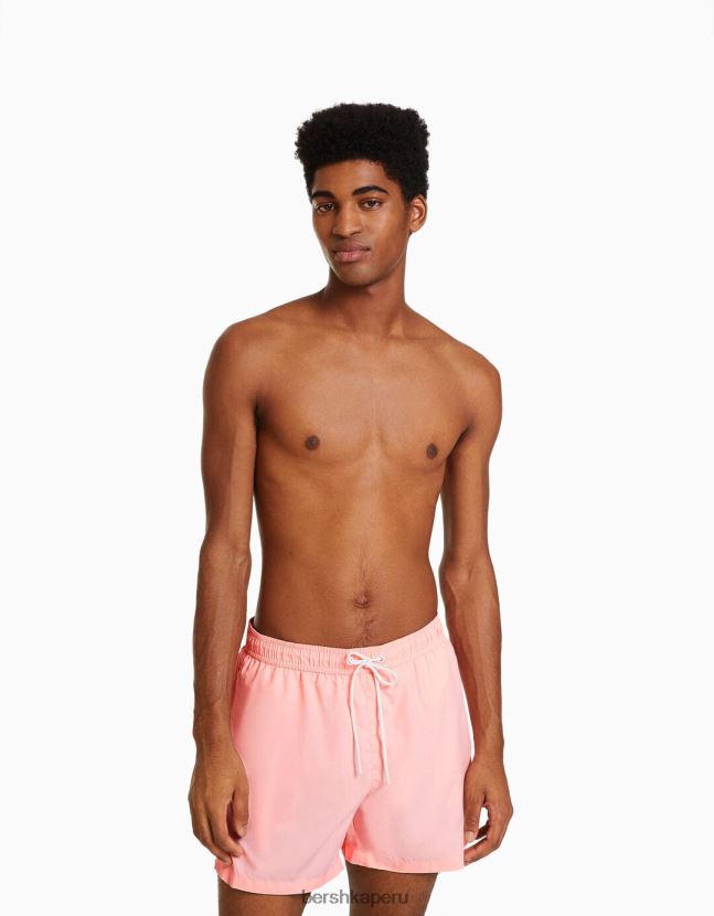 rosa Bershka hombres shorts de baño básicos 806J6B3380