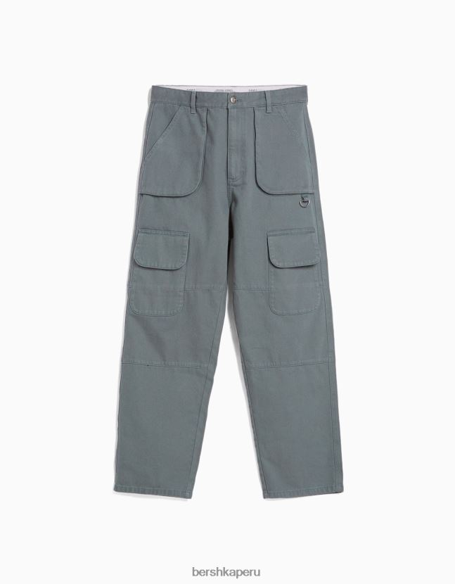 azul Bershka hombres jeans cargo con múltiples bolsillos 806J6B3187