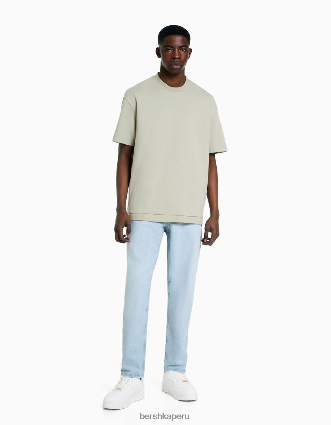 azul claro Bershka hombres vaqueros vintage rectos 806J6B3124
