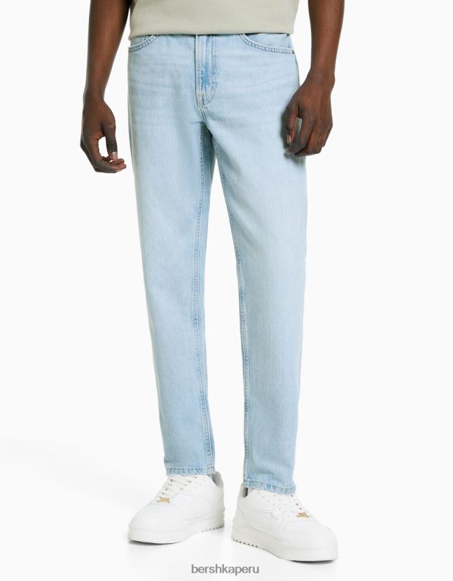azul claro Bershka hombres vaqueros vintage rectos 806J6B3124