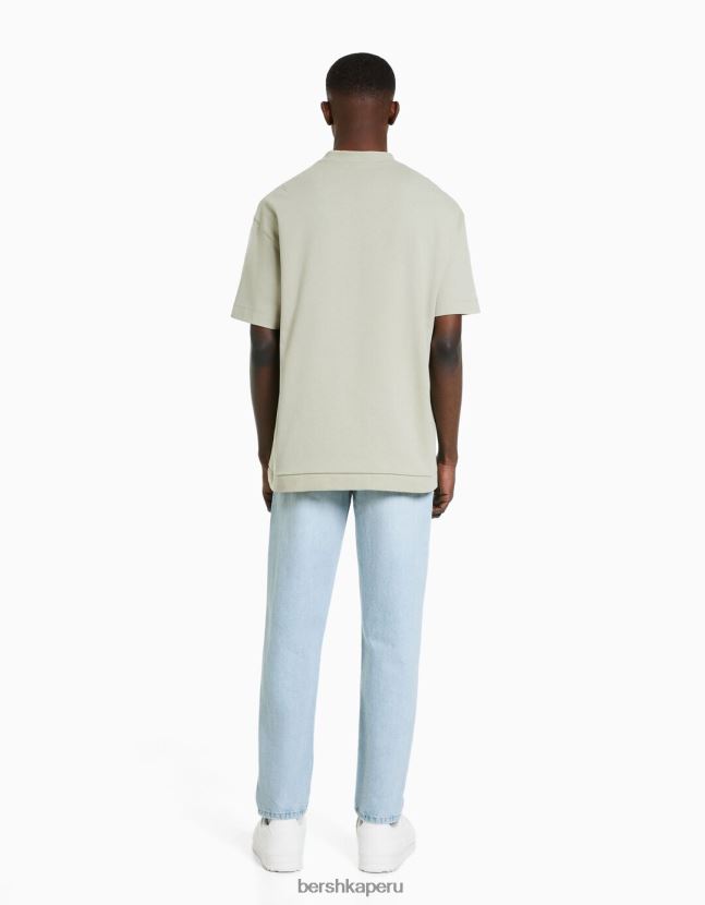 azul claro Bershka hombres vaqueros vintage rectos 806J6B3124