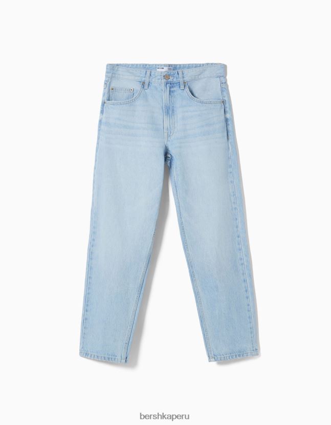 azul claro Bershka hombres vaqueros vintage rectos 806J6B3124