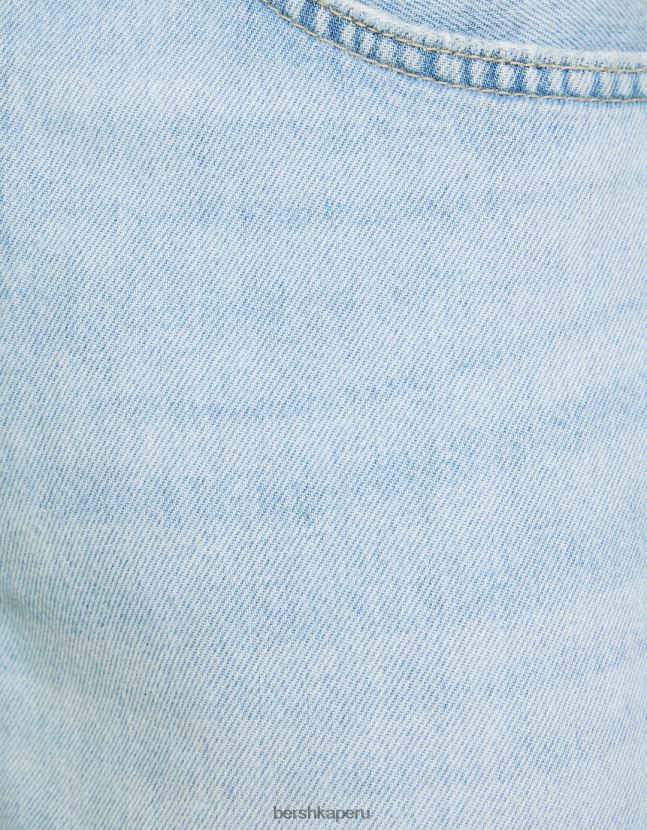 azul claro Bershka hombres vaqueros vintage rectos 806J6B3124