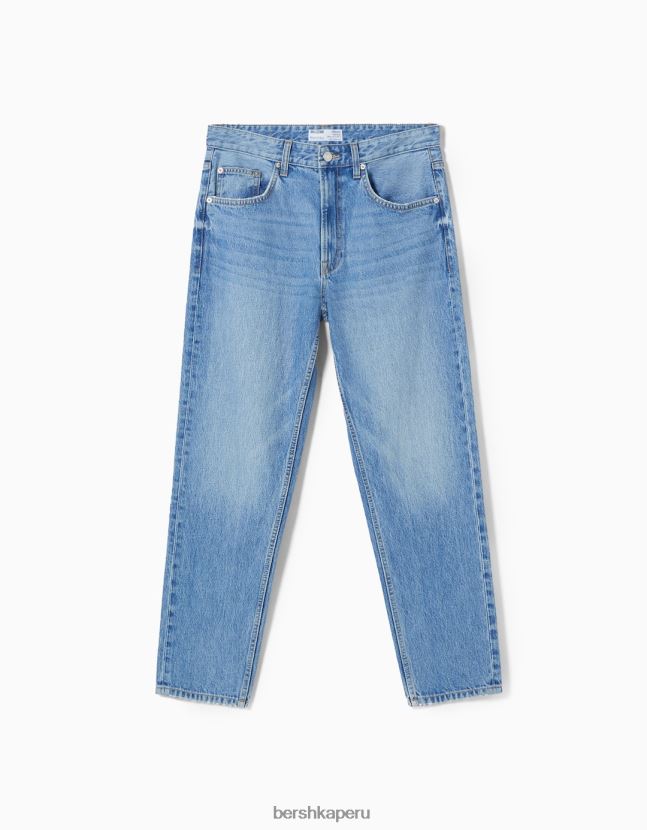 azul claro Bershka hombres vaqueros vintage rectos 806J6B3125