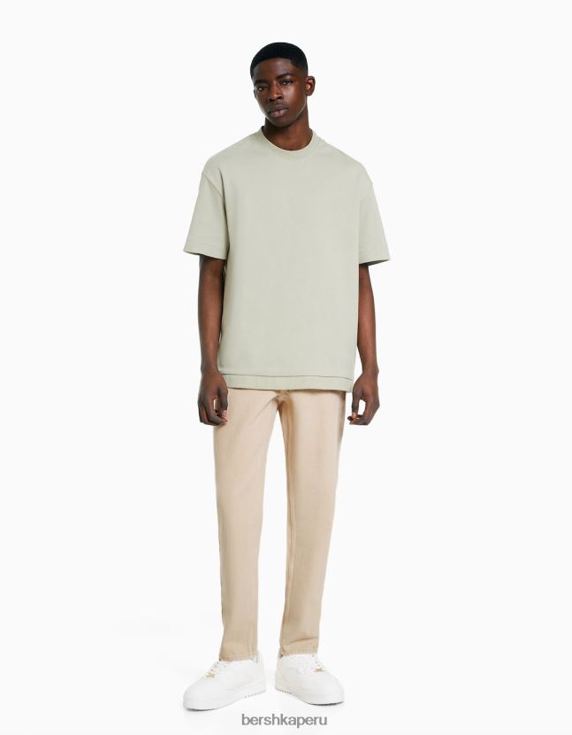 beige Bershka hombres vaqueros vintage rectos 806J6B3126