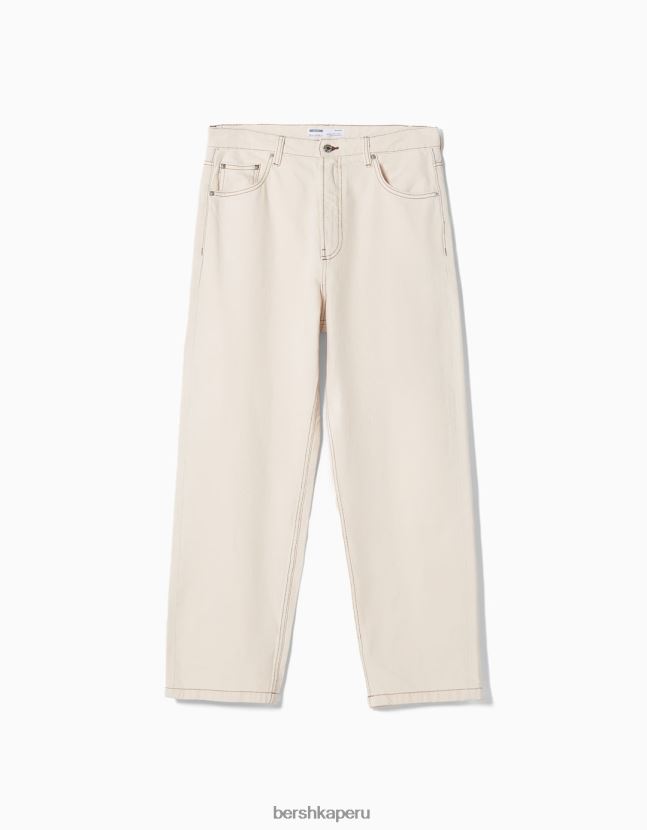 crema Bershka hombres vaqueros holgados de colores 806J6B3113