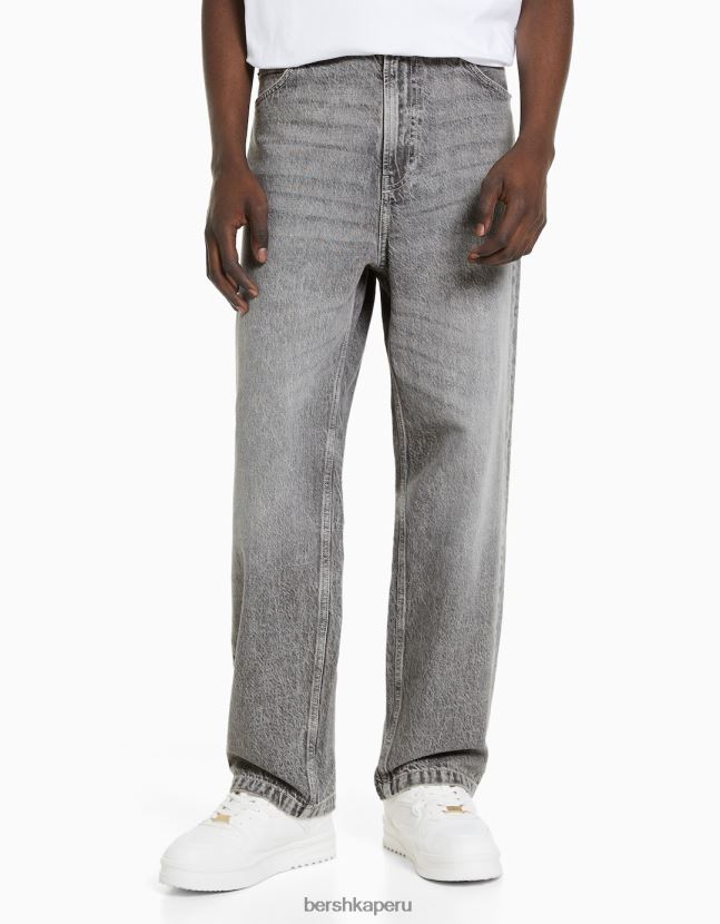 gris Bershka hombres vaqueros holgados de colores 806J6B3112