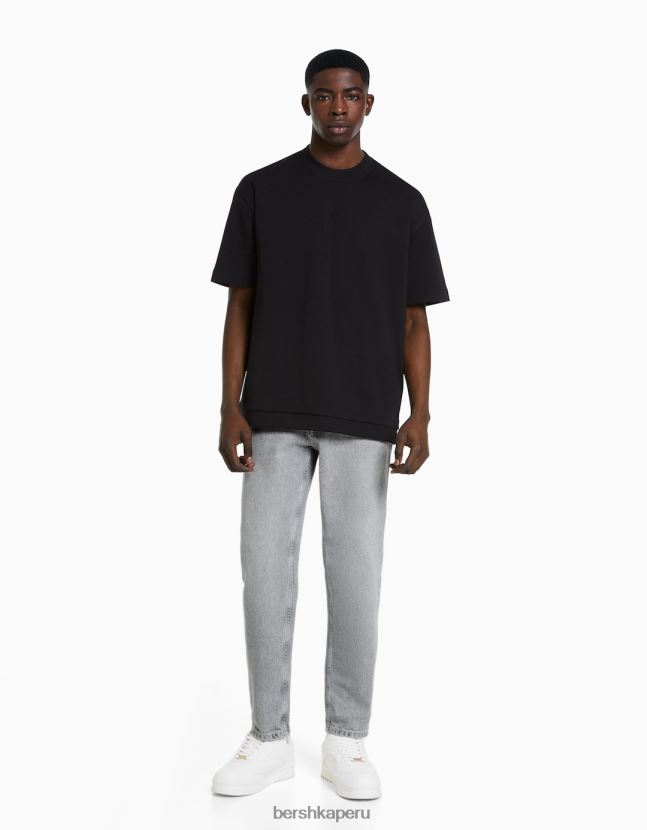 gris Bershka hombres vaqueros vintage rectos 806J6B3142