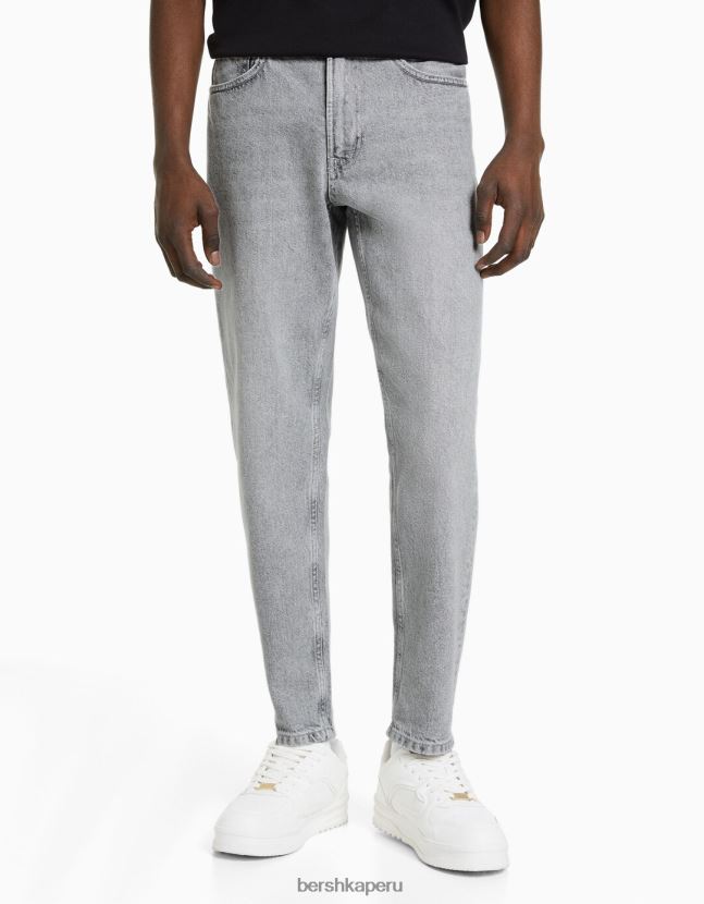 gris Bershka hombres vaqueros vintage rectos 806J6B3142