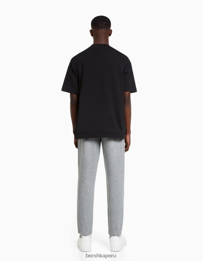 gris Bershka hombres vaqueros vintage rectos 806J6B3142