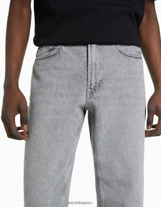 gris Bershka hombres vaqueros vintage rectos 806J6B3142