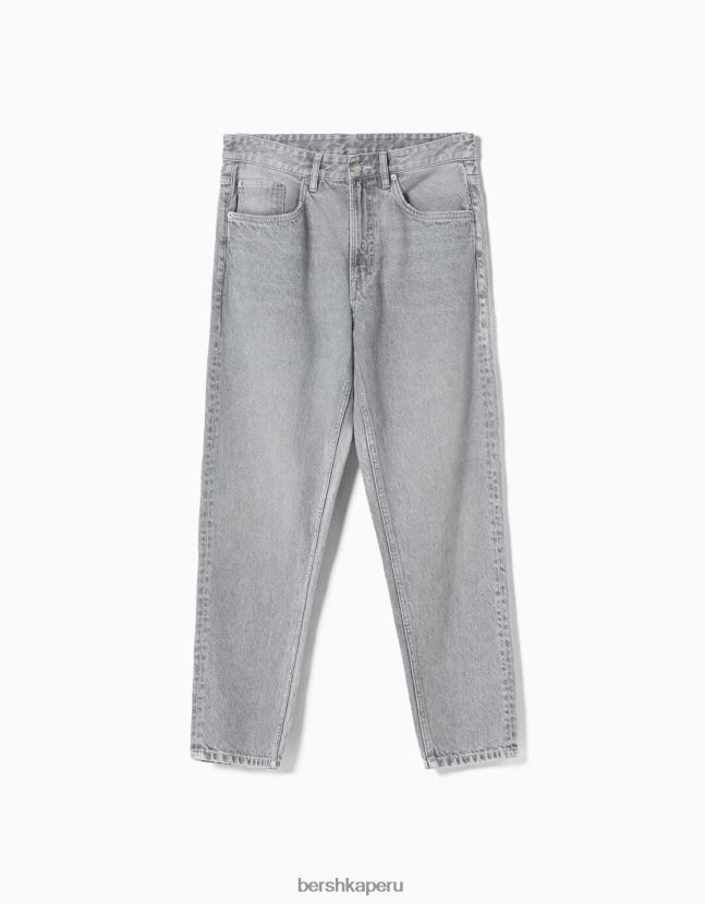gris Bershka hombres vaqueros vintage rectos 806J6B3142