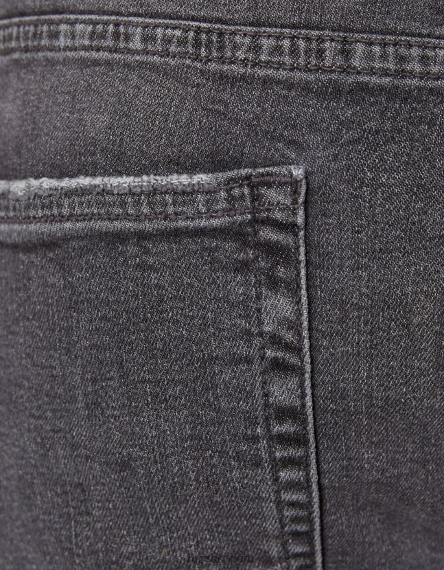 gris oscuro Bershka hombres vaqueros muy ajustados con rotos 806J6B3169