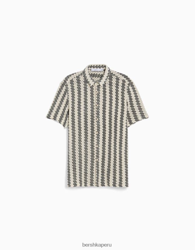 arena Bershka hombres camisa de manga corta de punto abierto 806J6B2879