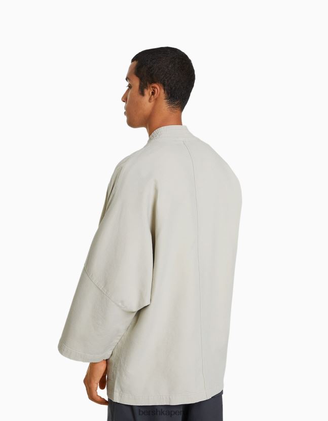 arena Bershka hombres kimono de manga larga con bolsillos 806J6B2884